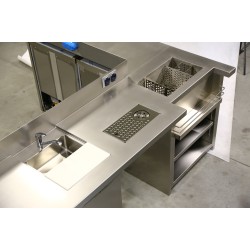 Bar station with basins and bottle racks 1100