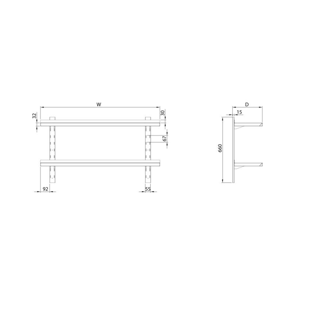 Stainless steel double adjustable hanging shelf 1000 Stainless steel double adjustable hanging shelf 1000