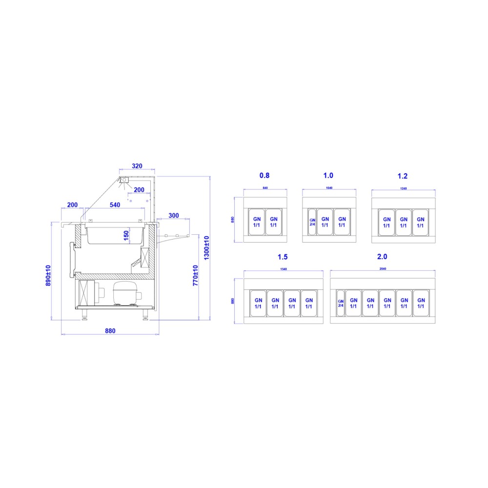 Salad bar GASTROLINE PREMIUM 2040mm