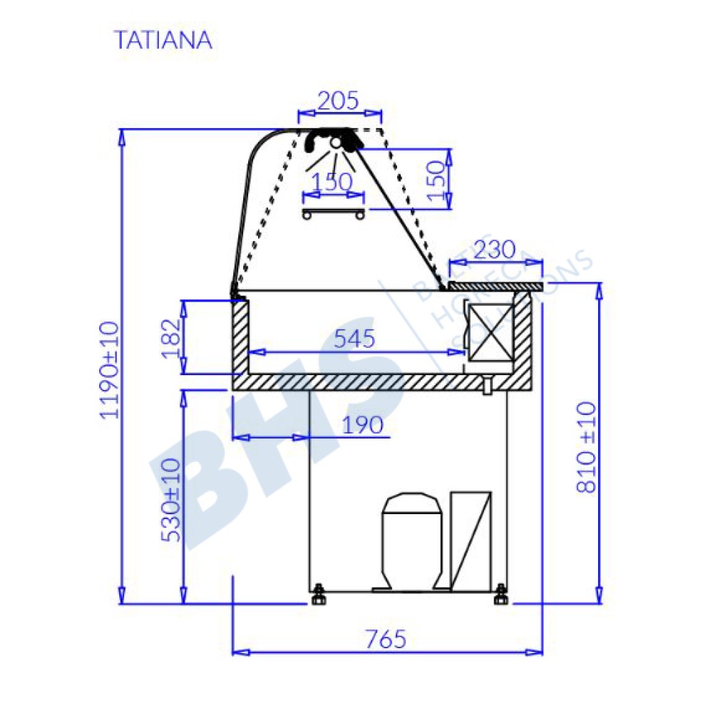 Auksta vitrīna TATIANA 1.5 Auksta vitrīna TATIANA 1.5