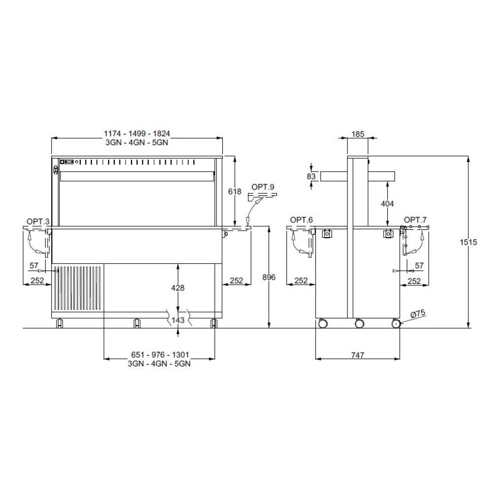 Premium Refrigerated Buffet Athena 3 R/M