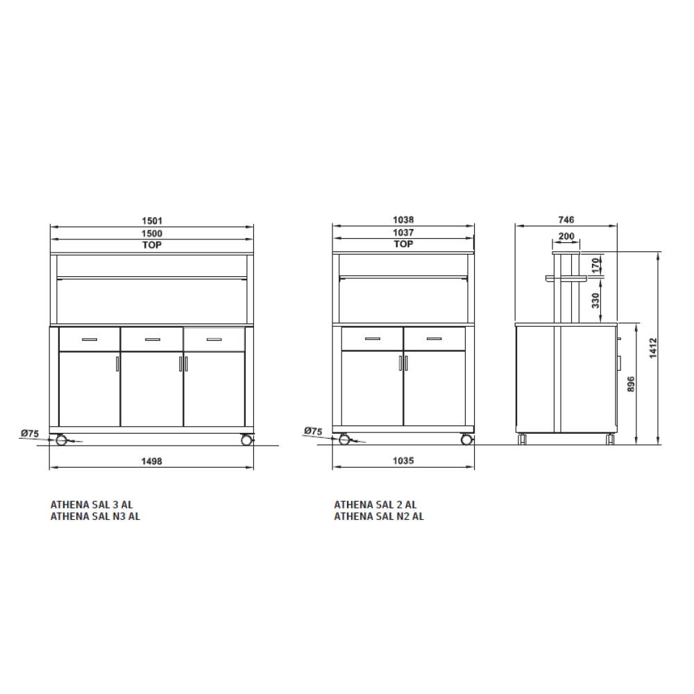 Athena N3 AL Neutral Buffet with Adjustable Shelves Athena N3 AL Neutral Buffet with Adjustable Shelves