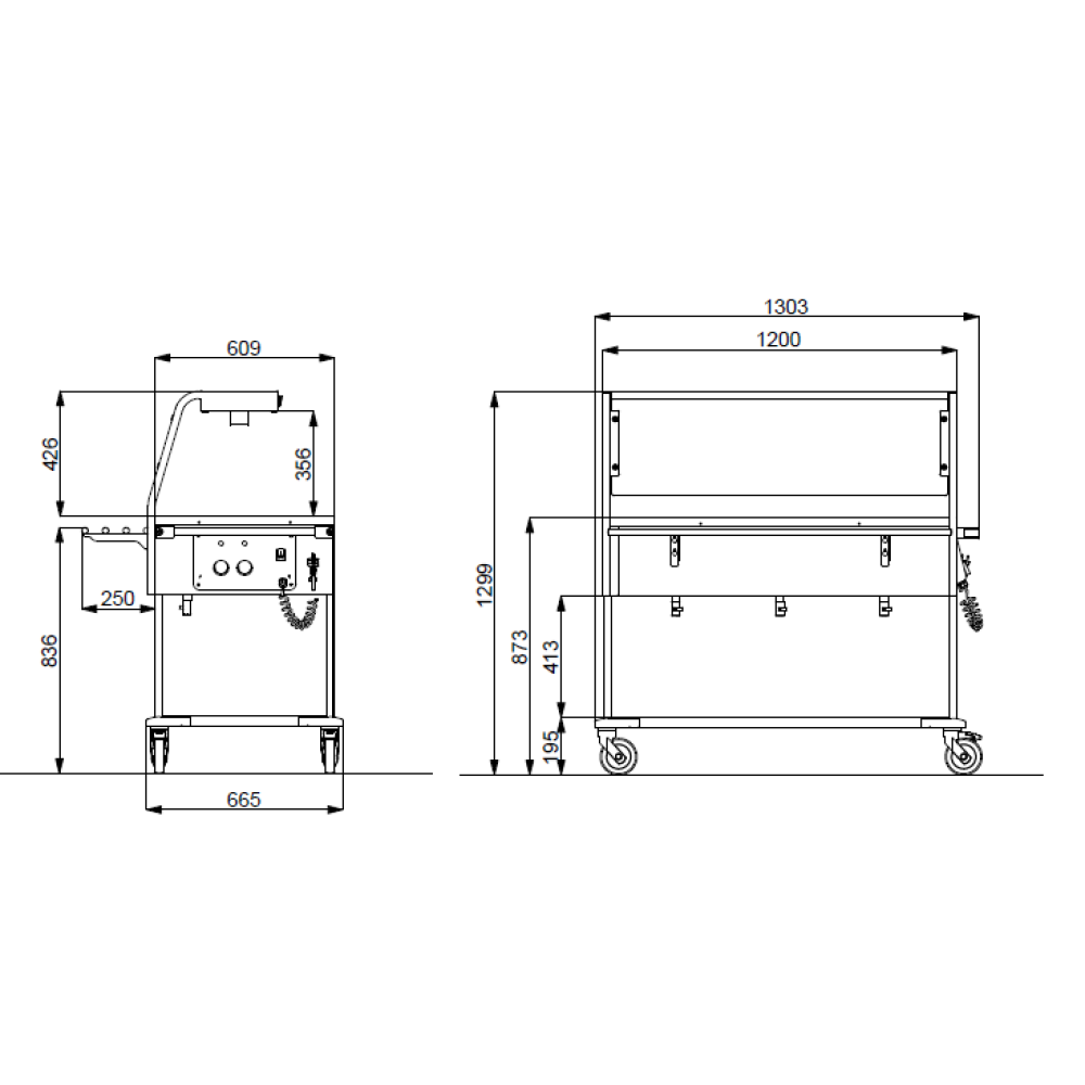 Chariot Bain-Marie Halogène Professionnel 3 GN Chariot Bain-Marie Halogène Professionnel 3 GN
