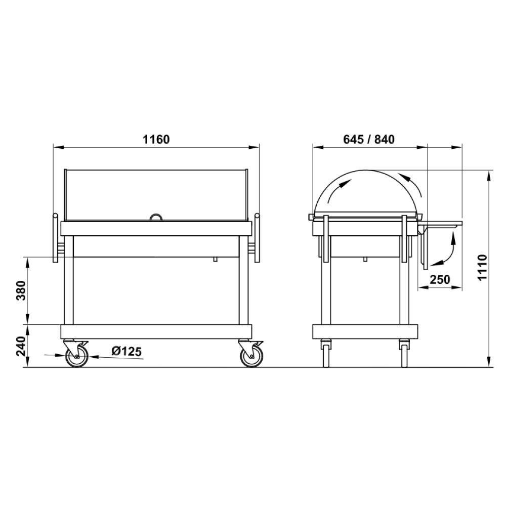 Sophisticated Serving Trolley with Glass Dome - Artemide EUT Sophisticated Serving Trolley with Glass Dome - Artemide EUT