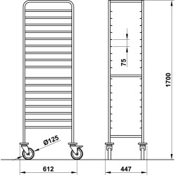 TROLLEY FOR  GN TRAYS VEGA GN1/1 L18