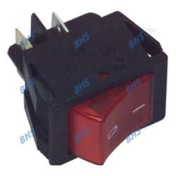 Rocker switch - ON-OFF, fixed, 4pins. 16A/250Vac, 22x30mm, SPST, red NEON illumination