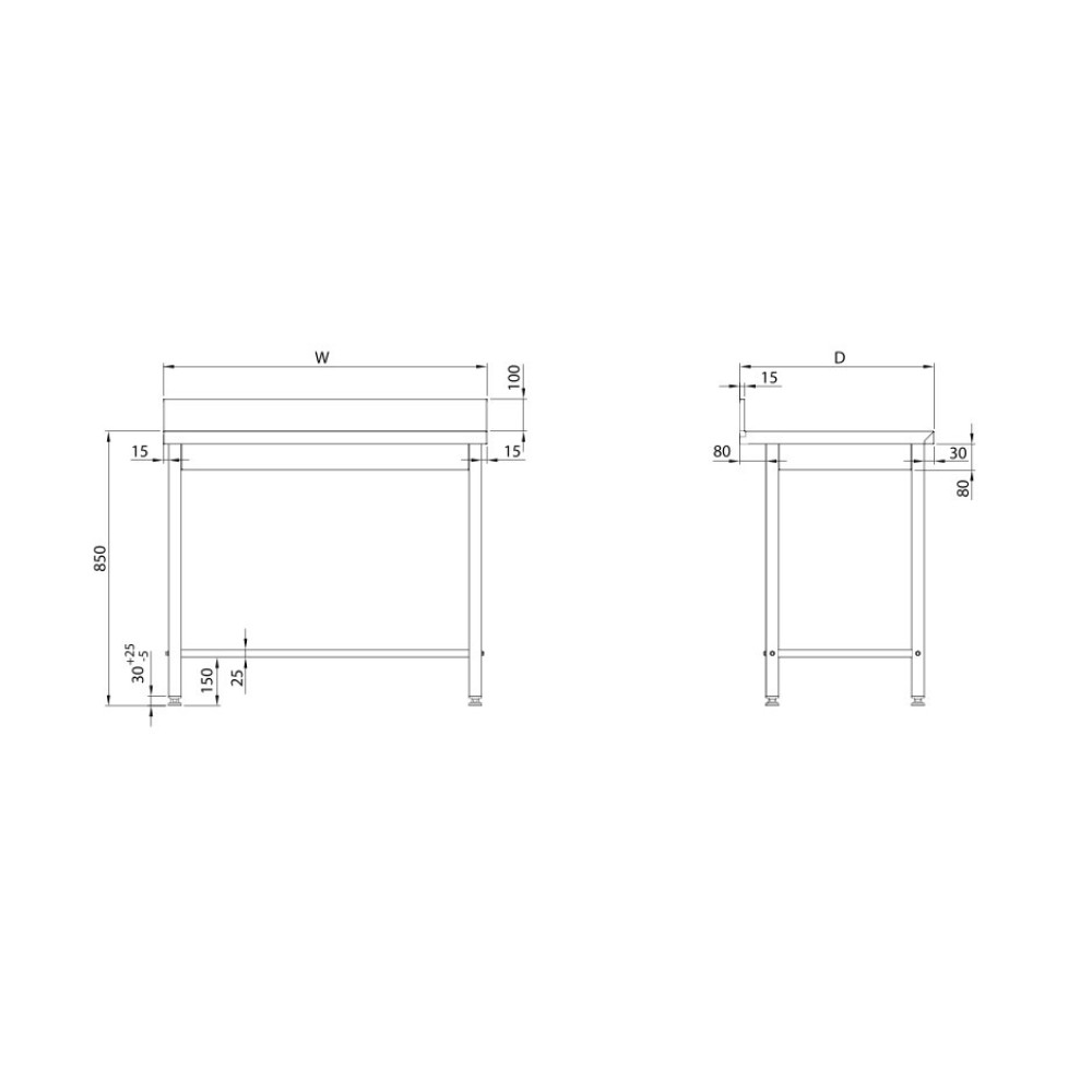 Metal table without shelf 1200 Metal table without shelf 1200