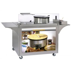 Chariot en acier inoxydable à roulettes pour vente de crêpes MC-03