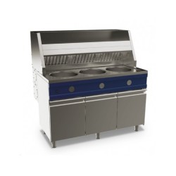 Gas fryer 3 x 13 liters on base with door